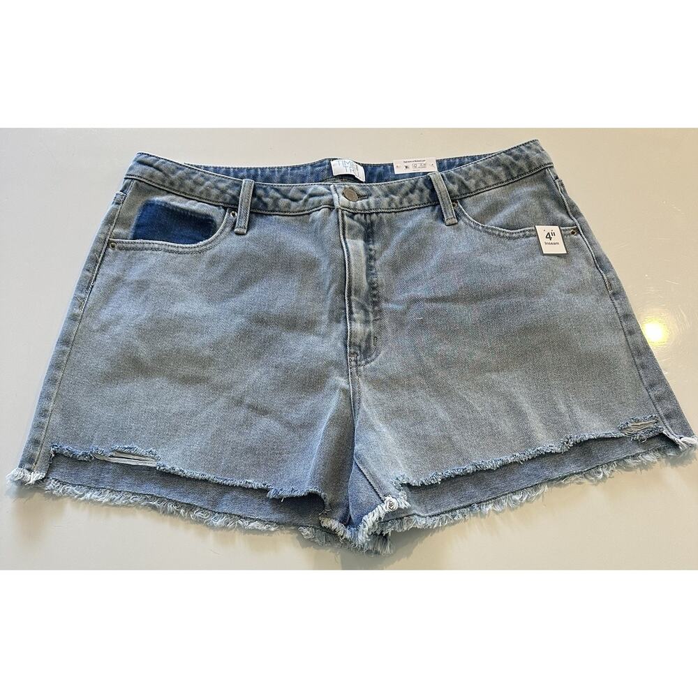 Time and Tru Womens 16 Distressed 4" Denim Shorts High-Rise Festival Summer NWT